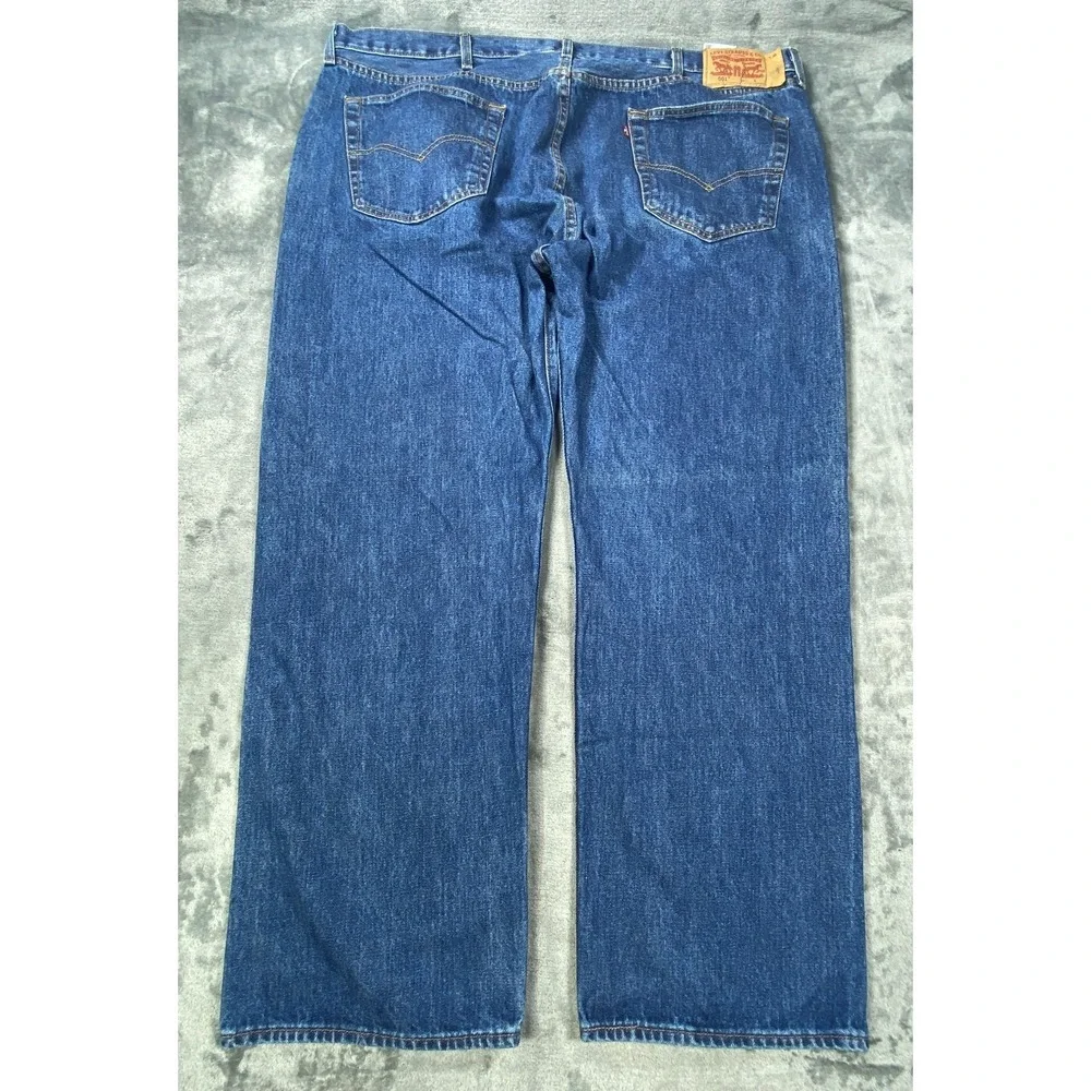 Levis 501 Jeans Mens‎ 44X28 Blue Straight Leg Stone Wash Button Fly Work Farmer